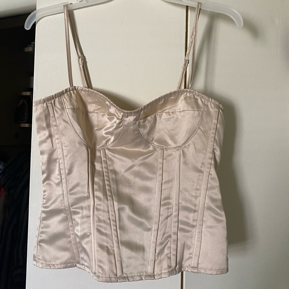 Pretty little thing satin cream corset